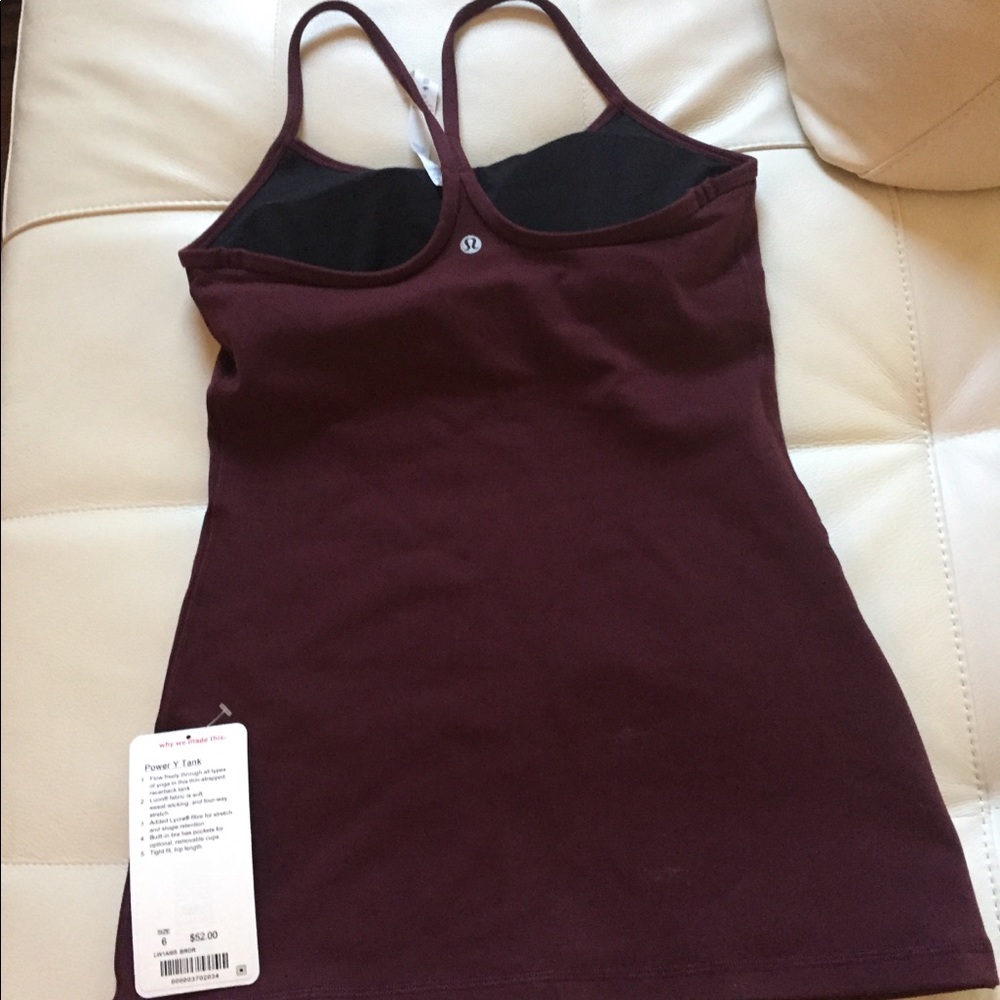 NWT BORDEAUX DRAMA LULULEMON POWER Y TANK - 4 - Picture 4 of 7